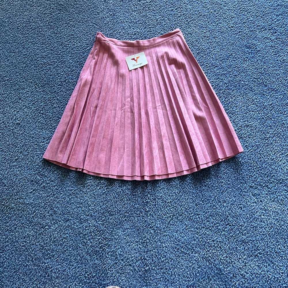 Pink Towowge Pleated Sueded Skirt S